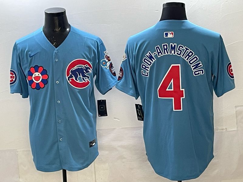 Men Chicago Cubs #4 Crow Armstrong Light Blue Game Nike MLB 2025 Jersey 001->chicago cubs->MLB Jersey